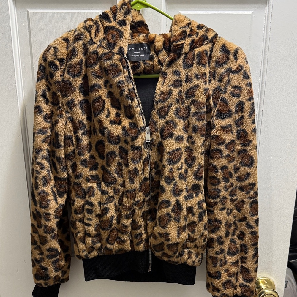 Love Tree Animal Print Faux Fur Jacket